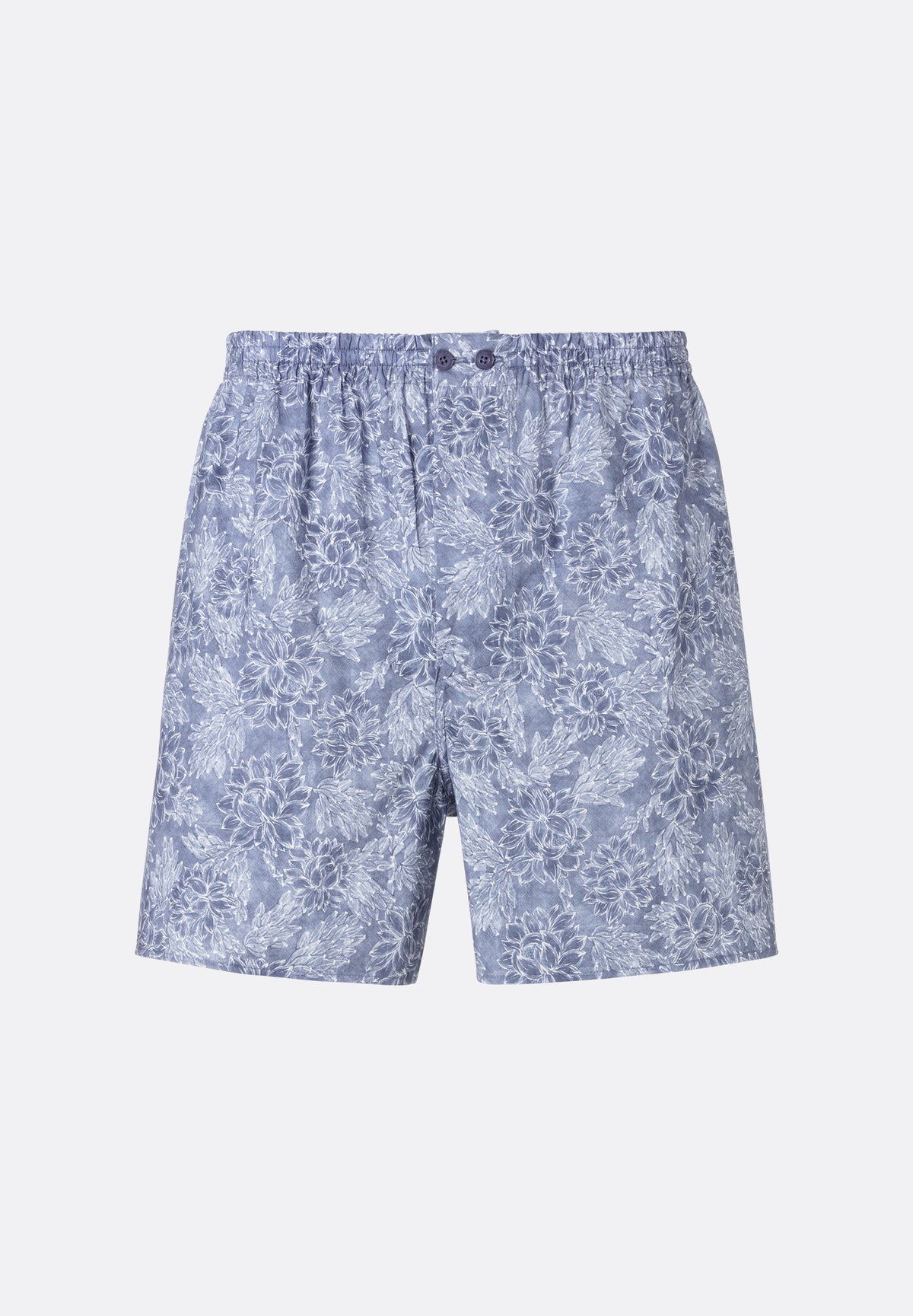 Cotton Poplin Print | Boxer Shorts - denim blue