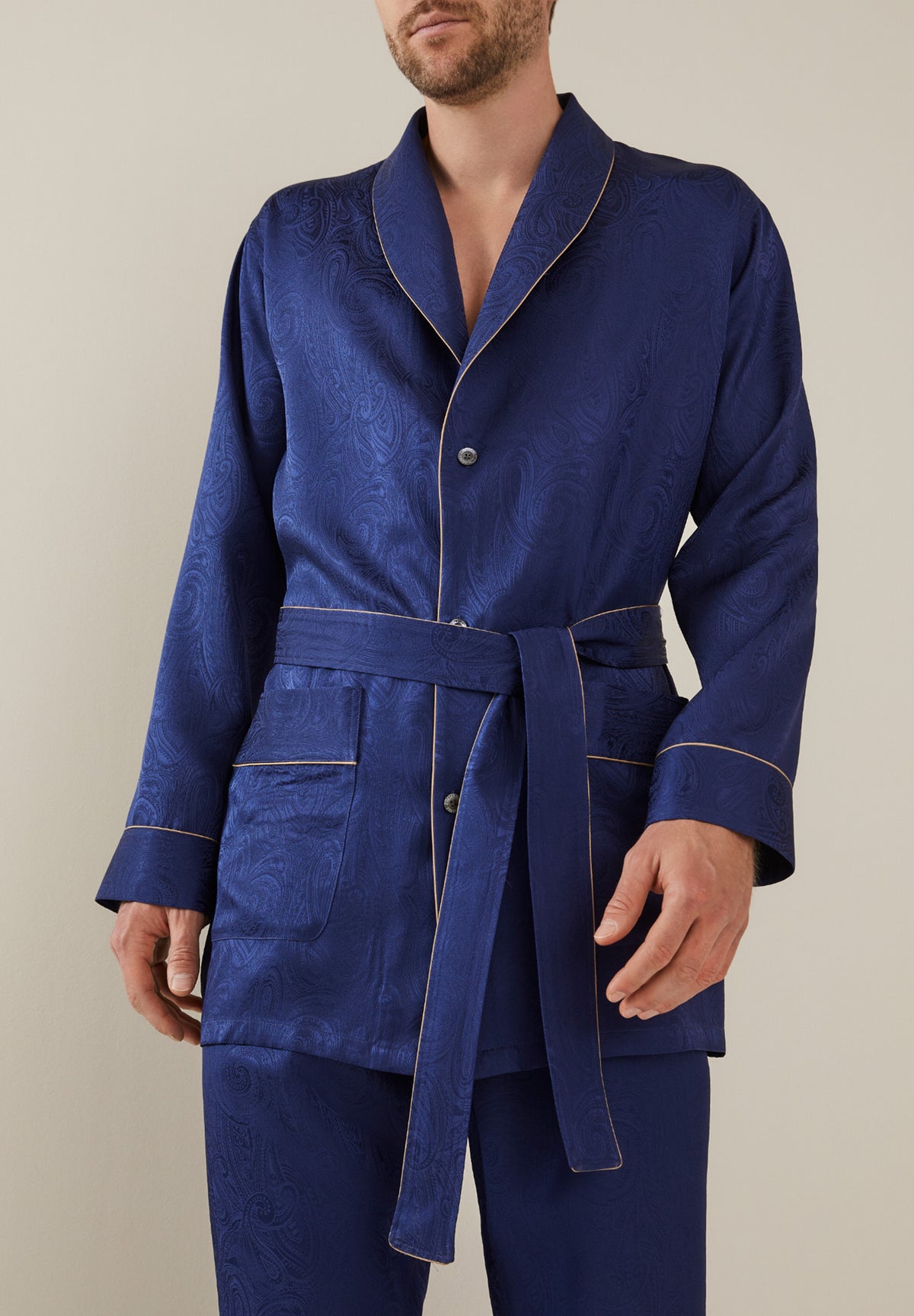 Luxury Silk | Robe Short - royal blue