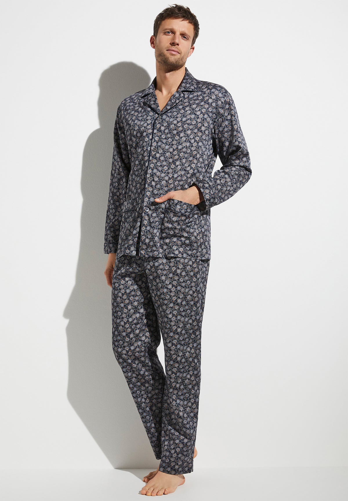 Cotton Sateen Print | Pyjama Long - multicolor blue