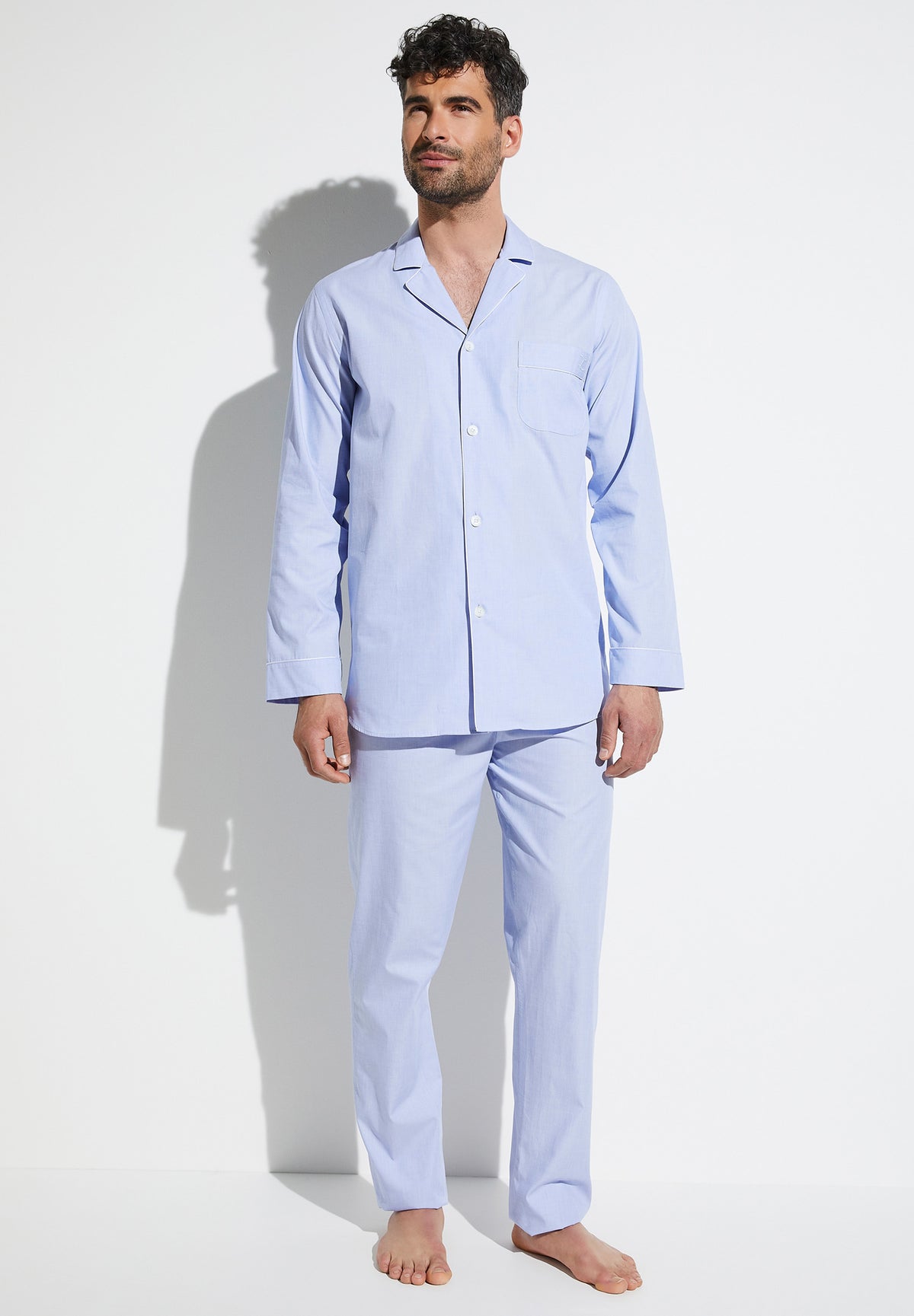 Woven Nightwear | Pyjama Long - light blue