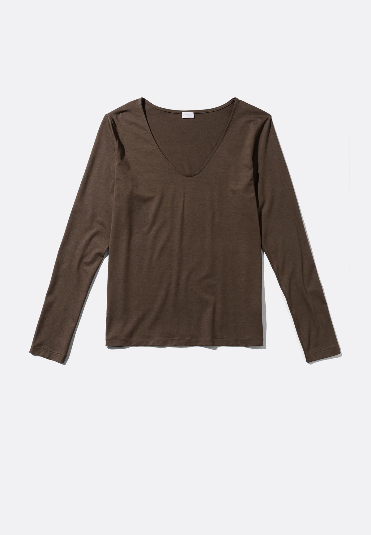 Pureness | T-Shirt langarm V-Ausschnitt - major brown