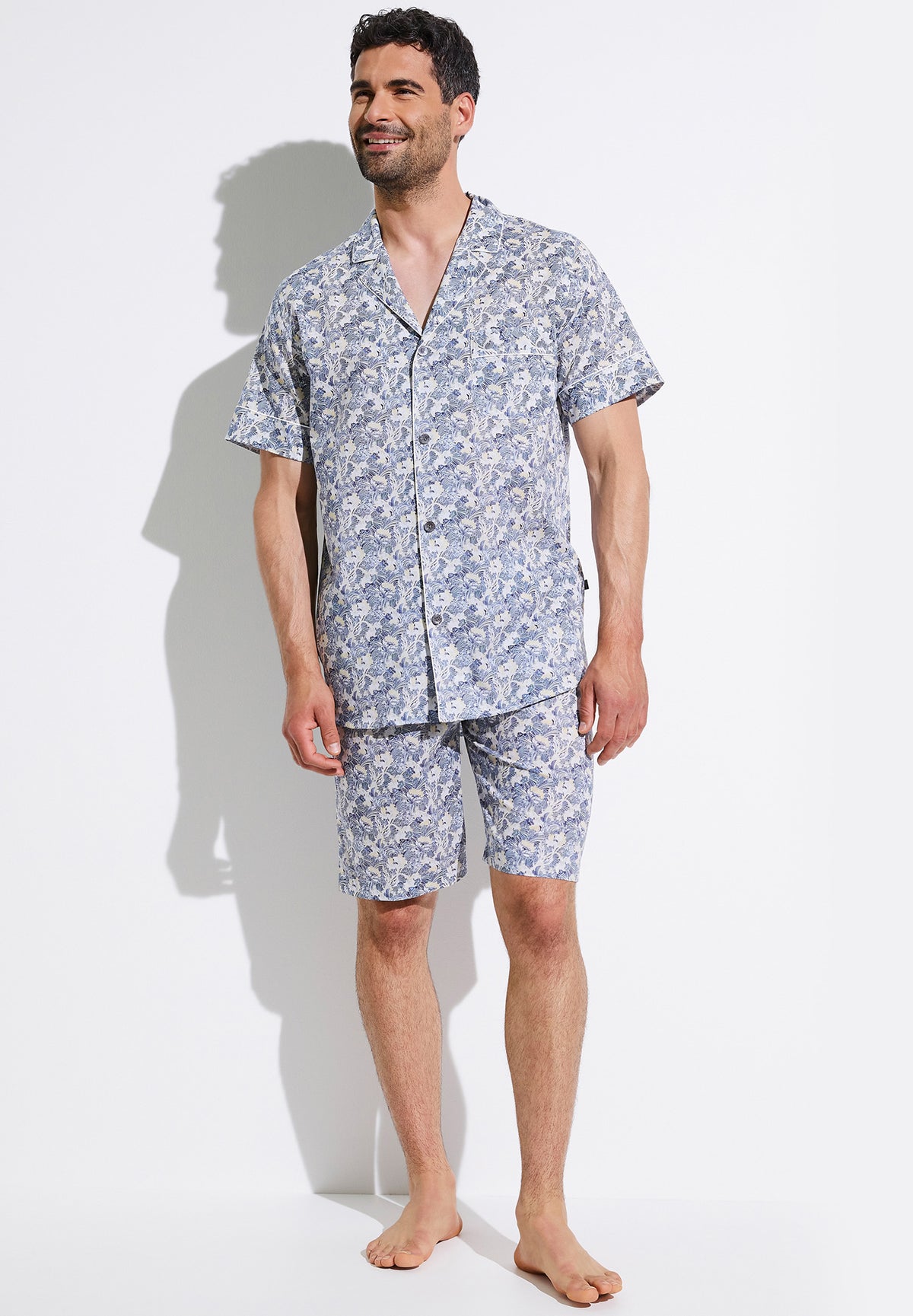 Cotton Voile Print | Pyjama Short - yellow-blue
