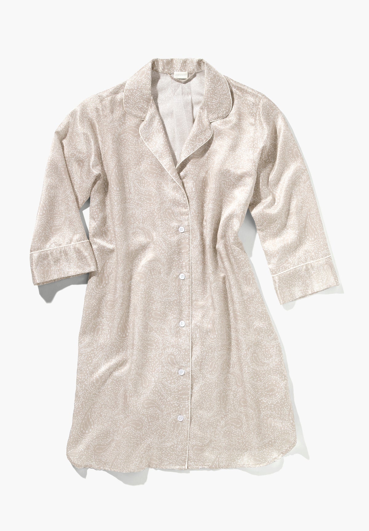 Cotton/Silk Print | Sleepshirt 3/4 Sleeve - paisley sand