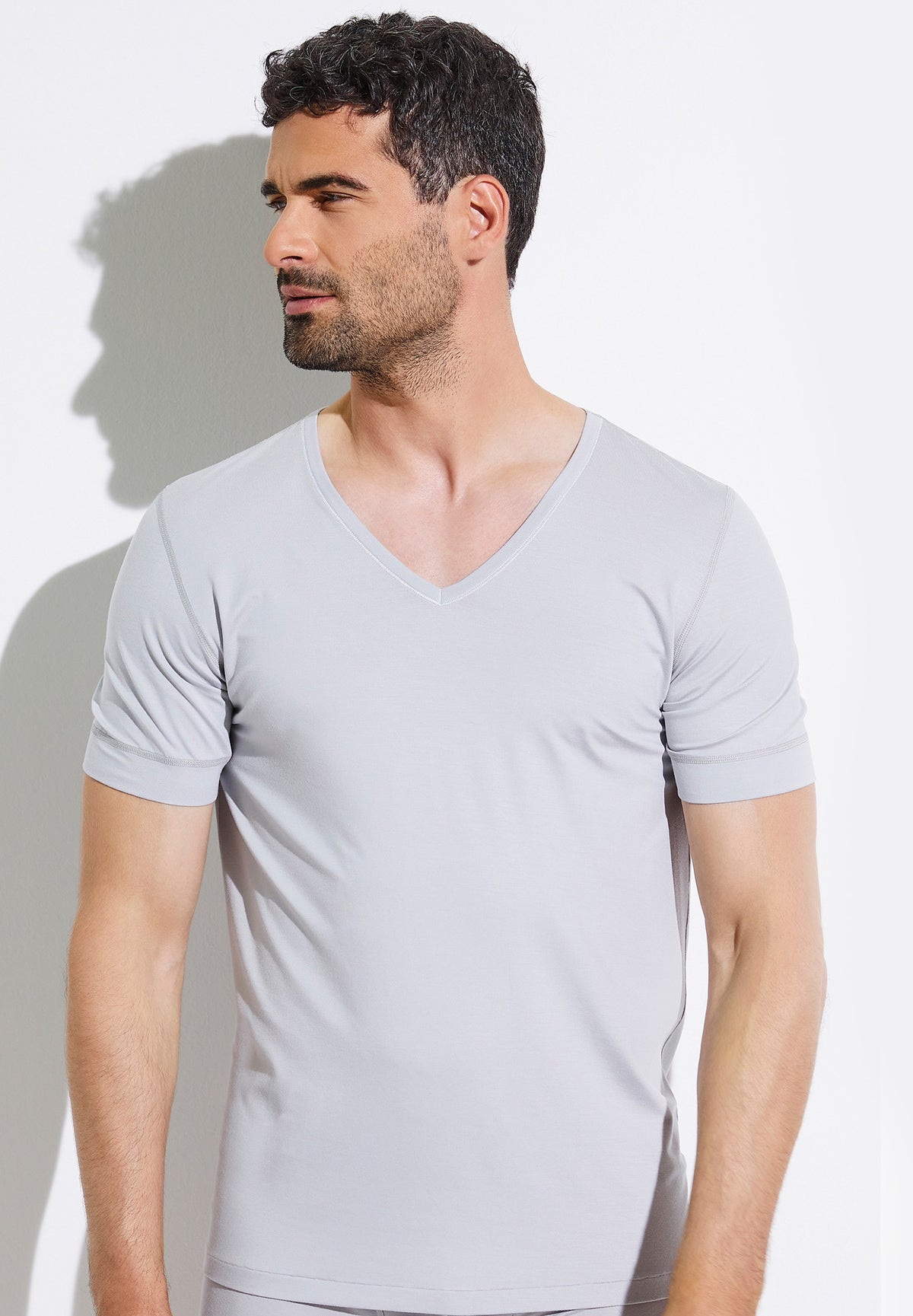 Pureness | T-Shirt kurzarm V-Ausschnitt - cloud grey
