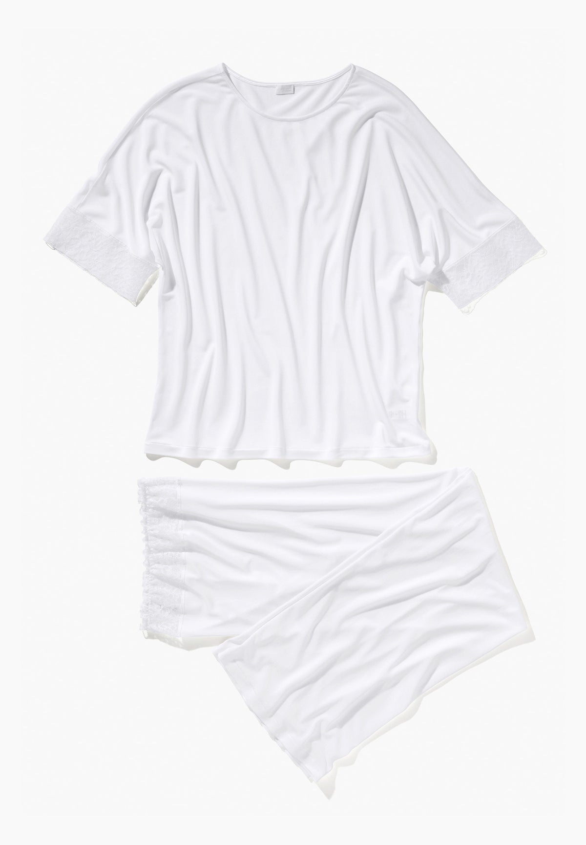 Silk Charmeuse | Pyjama lang kurzarm - white